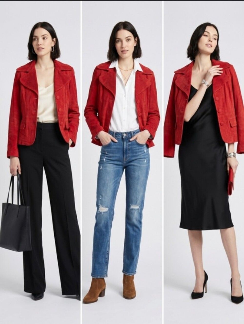 Wilsons Leather Red Suede Notch Collar Blazer - Picture 7 of 7